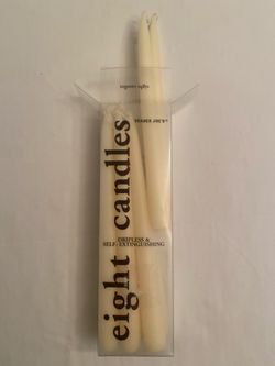 Box of 8 New Dripless Self Extinguishing Tapered Candles 9.5" Wedding