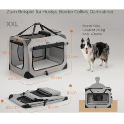 Feandrea Soft Dog Crate Collapsible Pet Carrier XXL Portable 36.0"L x 25.0"W x 25.0"H - Smokey Gray