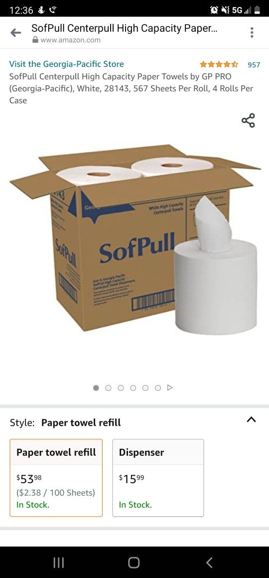 SofPull Centerpull High Capacity Paper Towels by GP PRO (Georgia-Pacific), White, 28143, 567 Sheets Per Roll, 4 Rolls Per Case