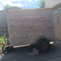 8 BY 8 BY 6 Foot Steel Structure Tool OR Gardening Multi Use Shed In Good Shape With Hsuling Trailer