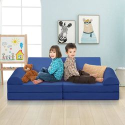 8-piece modular children's play sofa, multifunctional convertible toddler play sofa