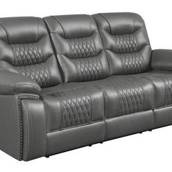 Gray Upholstered Power Motion Sofa!  Super Sale!  Won’t Last Long! 