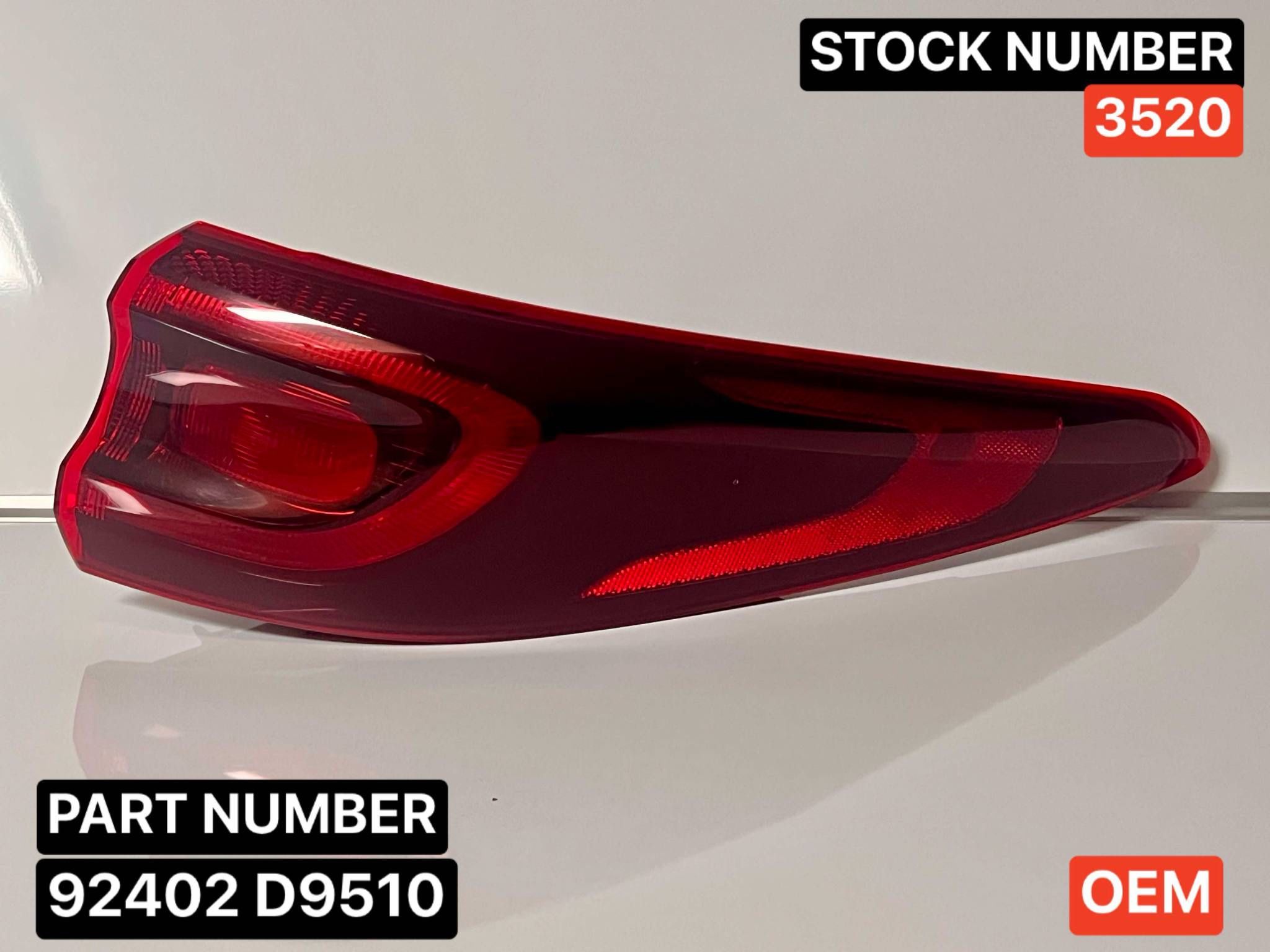 2020-2022 KIA SPORTAGE OEM RH OUTER HALOGEN TAIL LIGHT. REAR OUTER PASSENGER SIDE