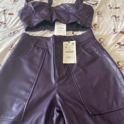 Zara Leather Set Medium Top Medium Bottom
