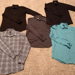 5 men’s dress shirts. Size large or 16 1/2 neck and 34/35 sleeve