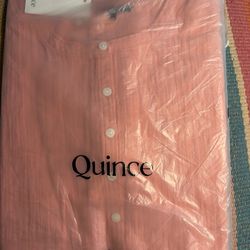 Quince Organic Cotton Gauze Shirt Coral Blush Roll Sleeve Size S NWT Sold Out