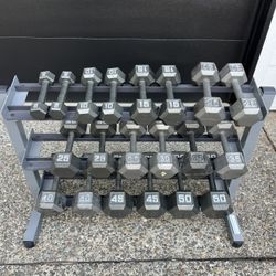5-50lb Dumbbell Set With Rack (550lbs)