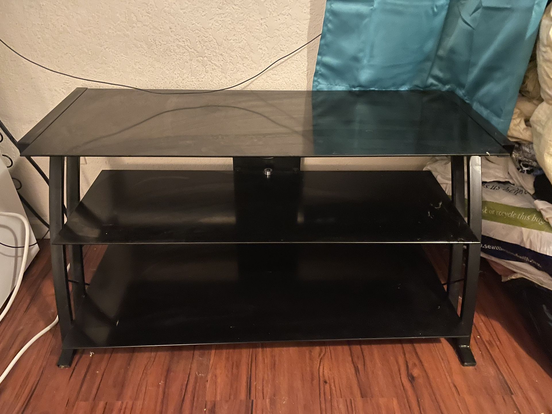 Free Nice Black Glass Tv Stand Entertainment Center