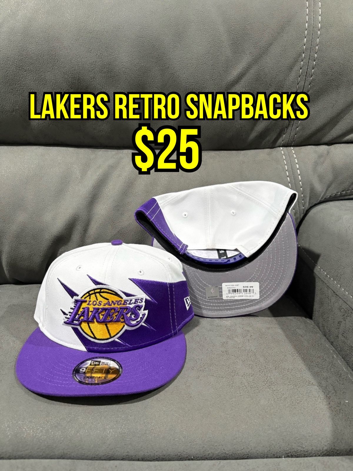 NBA New Era Los Angeles Lakers White Purple Retro Wave 9fifty SnapBack Hats