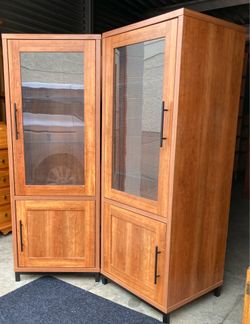 Pair of Storage Display Pantry Bookcase Cabinets