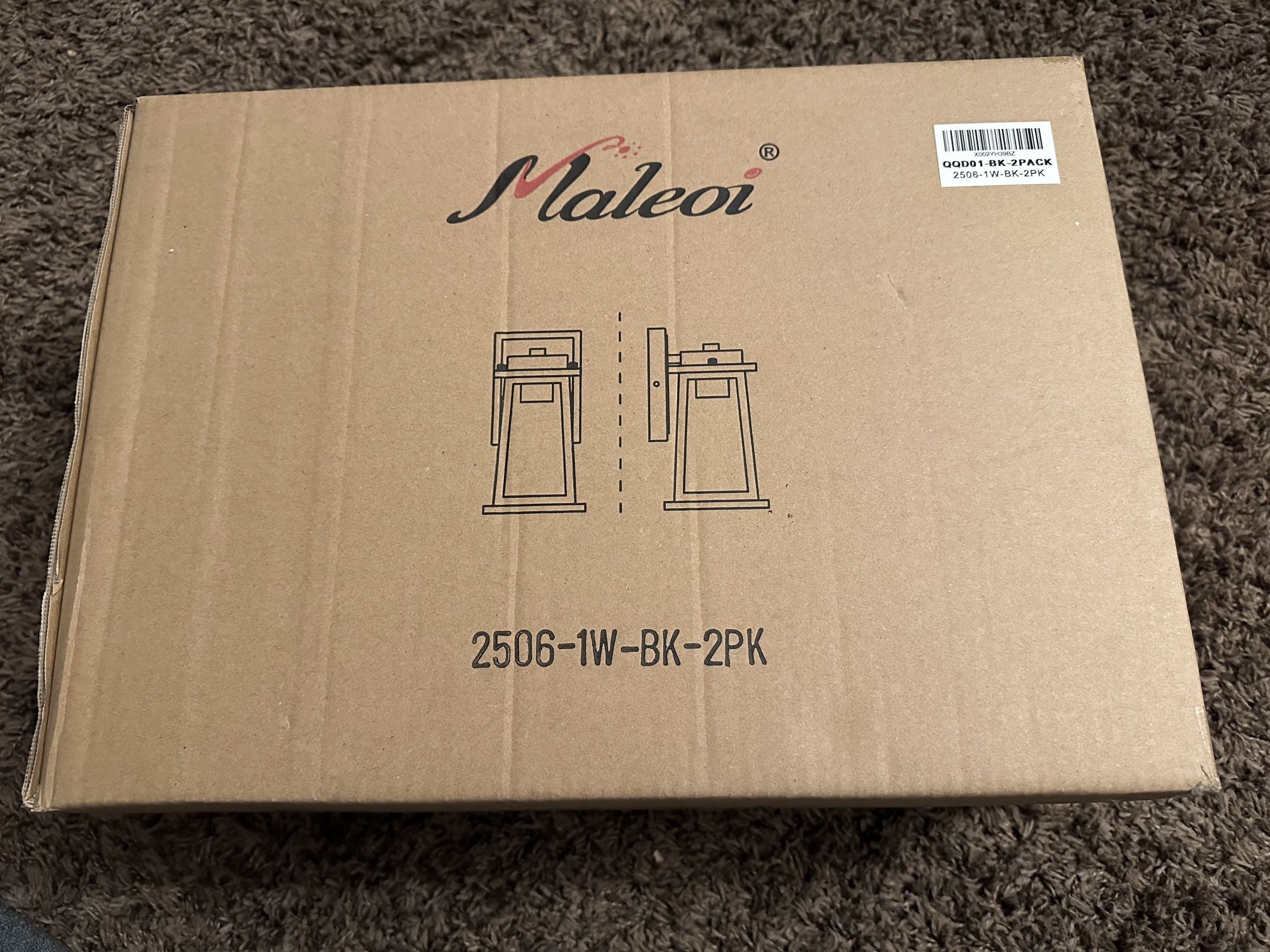 Maleoi Outdoor Wall Lights, Exterior Wall Lighting Fixture, Outdoor Wall Lantern, Porch Wall Sconce for Porch, Front Door, Patio or Garage (Black, 2 P