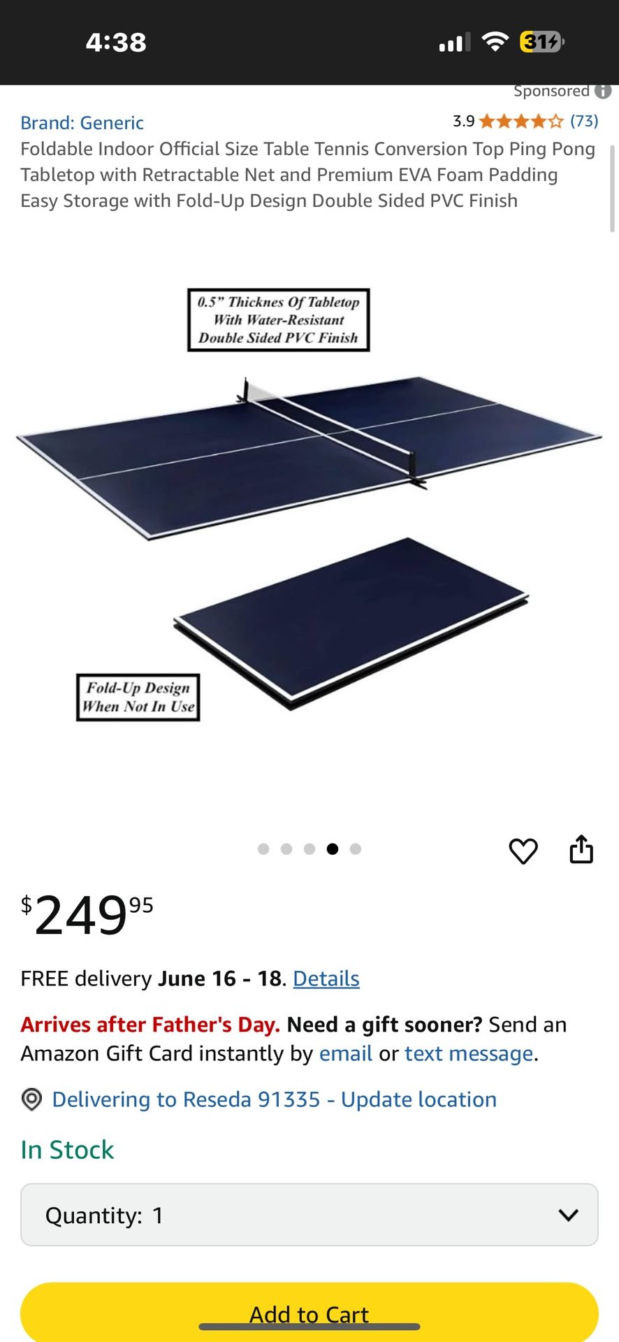 Foldable Indoor Official Size Table Tennis Conversion Top Ping Pong Tabletop with Retractable Net and Premium EVA Foam Padding Easy Storage with Fold-