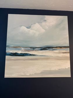 Blue & White Abstract Ocean Canvas Wall Art