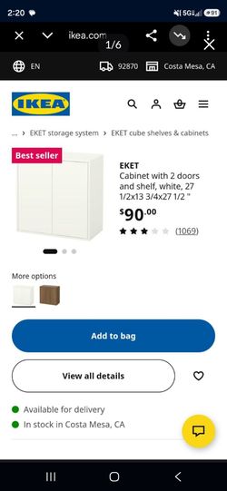 White EKET Ikea wall cabinet