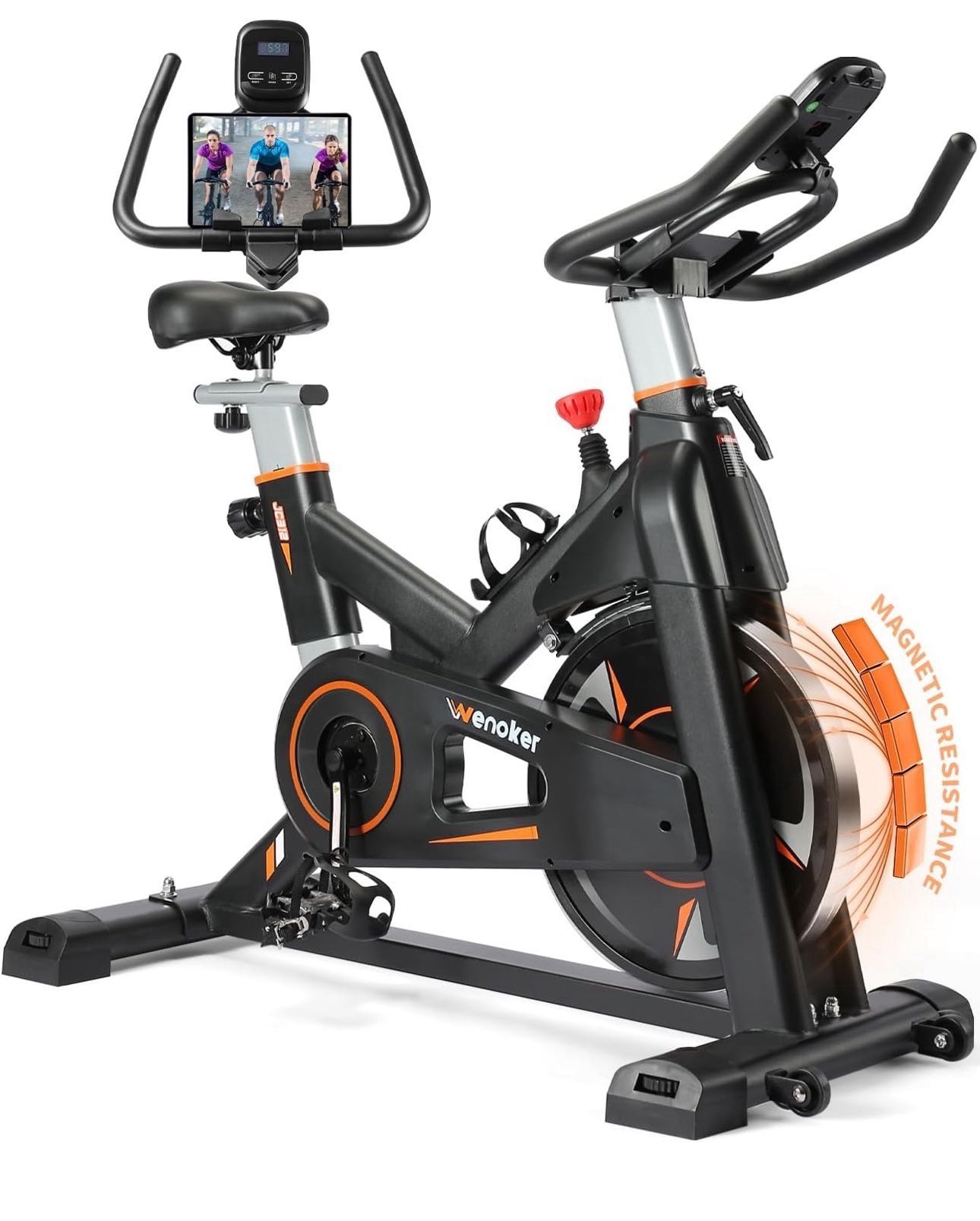 Exercise Bike, WENOKER Stationary Bike for Home Magnetic Resistance, Indoor Bike with Silent Belt Drive, Heavy Flywheel and Digital Display for Home G