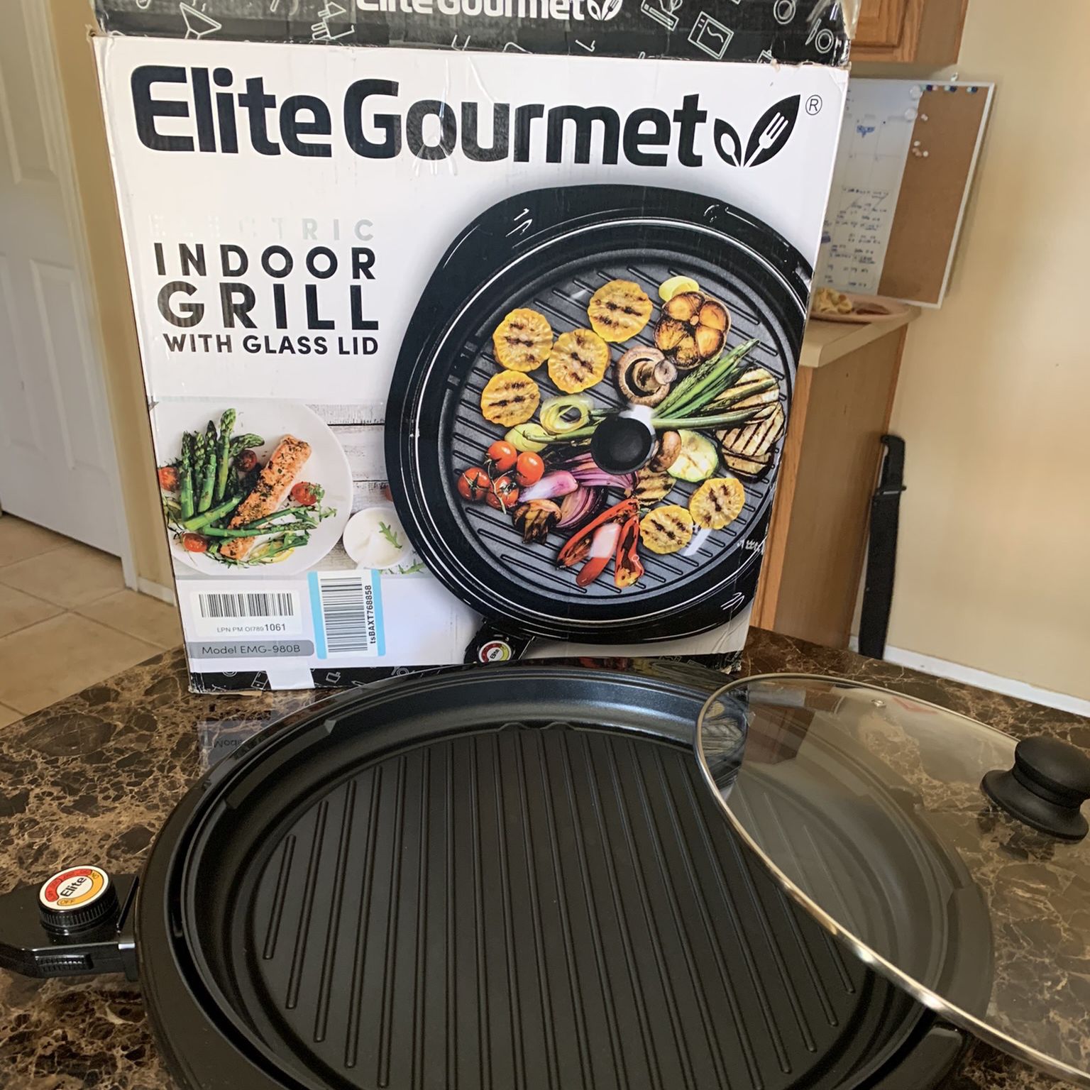 Elite Gourmet EMG-980B 14 Electric Indoor Grill, Black 