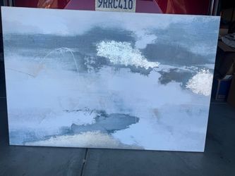 Large blue grey and silver wall art