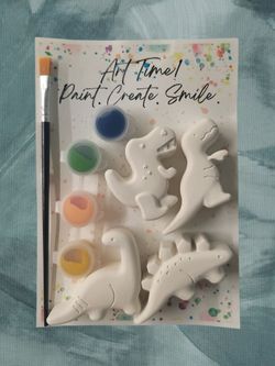 🦖 4 Mini Dino Paint Kit (Plaster Figurines)