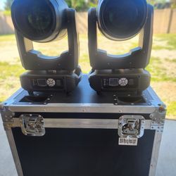 Pair of Professional 260W Moving Head Lights with Flight Case