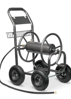 Garden Hose Reel Cart, Heavy Duty Water Planting Cart w/Non-slip Crank Handle, 4 Pneumatic Wheels, Outdoor Hose Reel Holds 300ft
(Hose not included)


