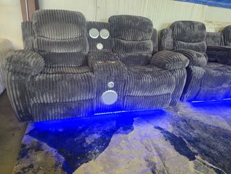 Floor model Byers Market Ultra Plush Corduroy Sofa/Ls Sets with Bluetooth, Speakers and More!!