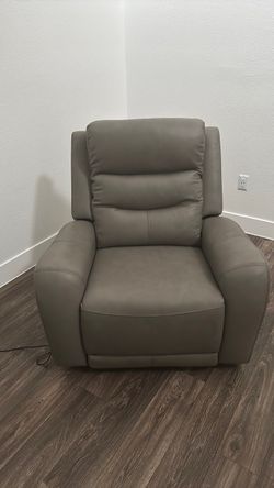 Gray Leather Power Recliner Chair