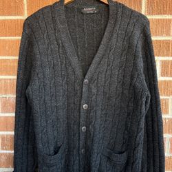 Ansett Pure Wool Button-Up Cardigan Cable Knit Sweater