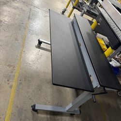 S STAND UP DESK STORE Crank Adjustable 2-Tier Standing Desk with Heavy Duty Steel Frame (Silver Frame/Black Top, 60 inch Wide
