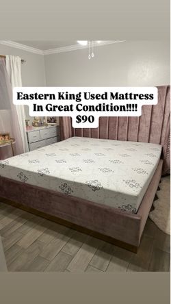 Eastern king mattress only memory foam used in good condition medium firm $90 or best offer