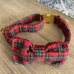 Plaid Dog Bow Tie Collar