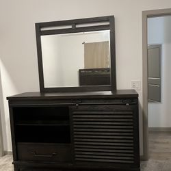 King Size Bed Frame and Dresser With Mirror