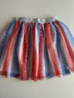 Cat & Jack Patriotic Mesh Skirt (Red, White, and Blue, for July 4th) Girls' Size 10/12