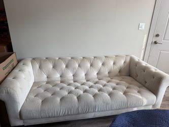 Cream Velvet Tufted Chesterfield Sofa