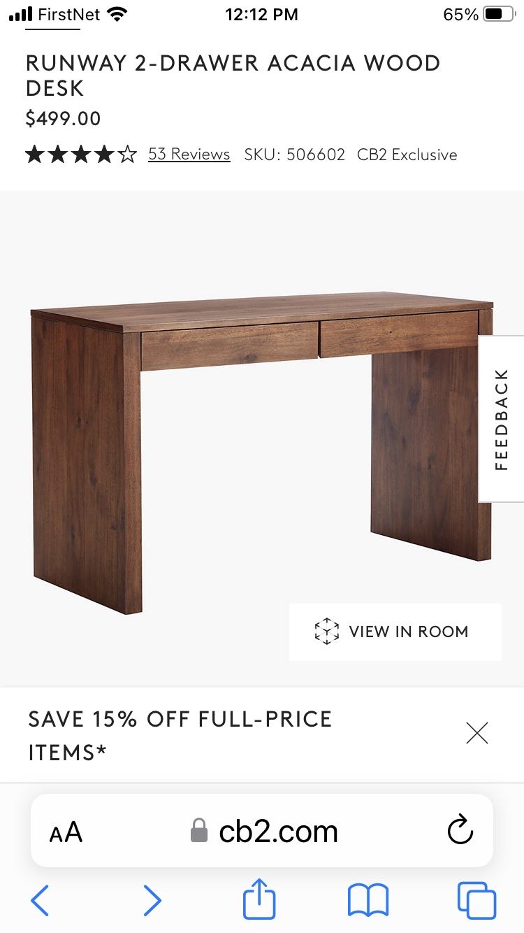 Cb2 runway acacia wood desk deals