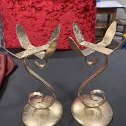 SOLID BRASS CANDLE HOLDER SET
