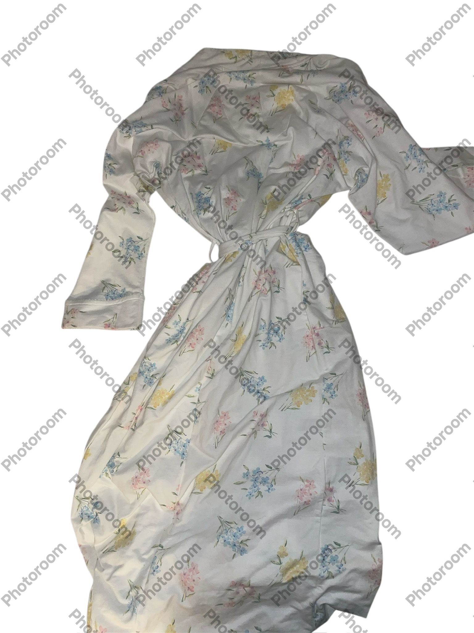 Oscar de La Renta Long Robe & Nightgown Set Blue Floral Size Medium 80’s Vtg