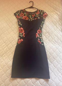 BCX Blue Floral Body con Dress (XS)
