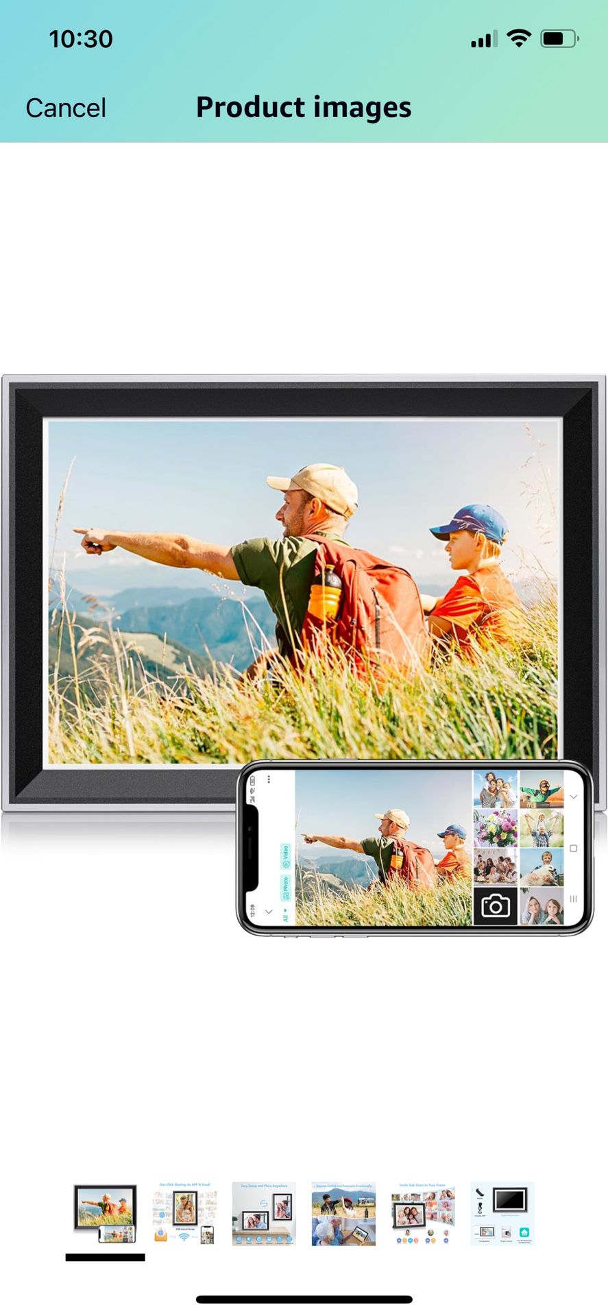 10 Inch WiFi Digital Photo Frame HD IPS Touch Screen, Electronic Picture Frame with 16GB Memory Support External SD Card, Bulk Upload via APP or Email