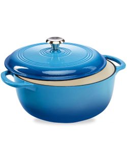 Cast-Iron Dutch Oven Kitchen Cookware w/ Enamel, Handles - 7.5qt