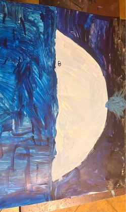 Whale in a night sky painting.
