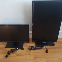 (2) Dell Monitors,  1 Is 24"
