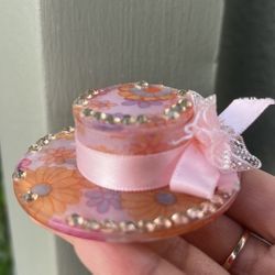 Cute small pink hat hair clip 