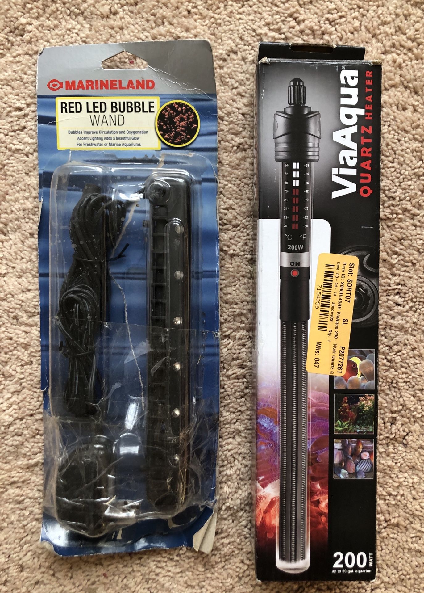Aquarium Heater And Red Led Bubble