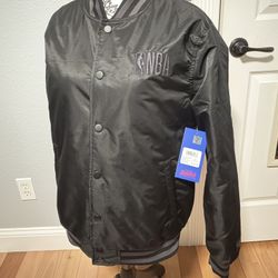 NEW NBA Logo Bomber Jacket Black Team Apparel Men's Size Small Knight Rider