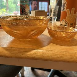 Vintage Merigold, Carnival Glass, Chips, And Dip Set