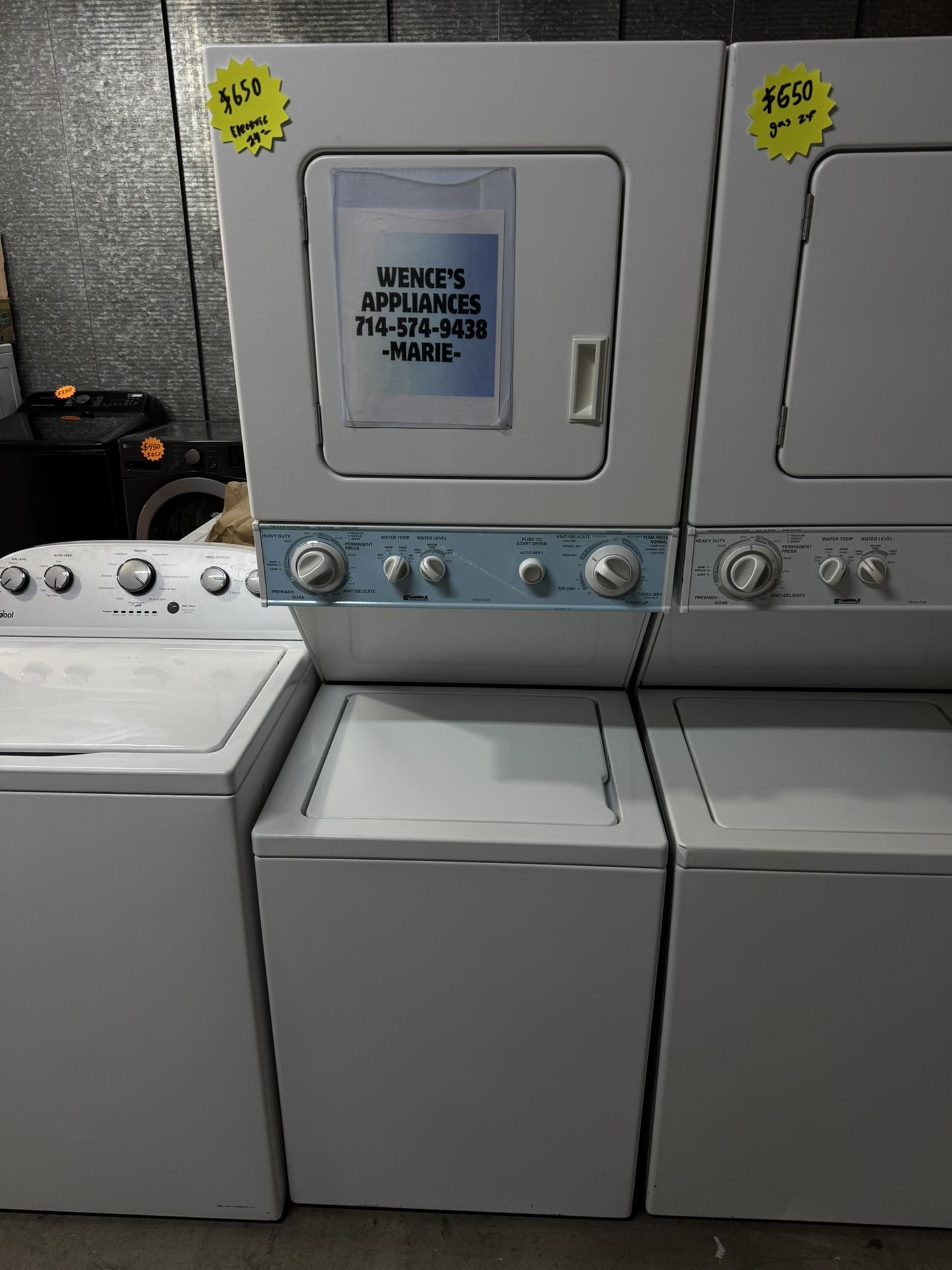 WHITE 24 WIDE KENMORE ELECTRIC WASHER/DRYER STACKABLE 220 VOLTS