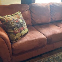 Rust Colored Suede Sleeper Sofa Couches (2 &3 Seater)