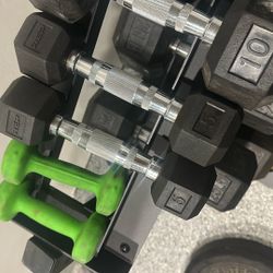 Rubber Hex Dumbbells 