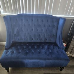 Blue Velvet Bedroom Couch