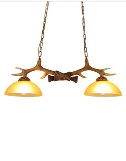 2 Lamps Antlers Kitchen Island Pendant R Double H Chandelier - vayate -